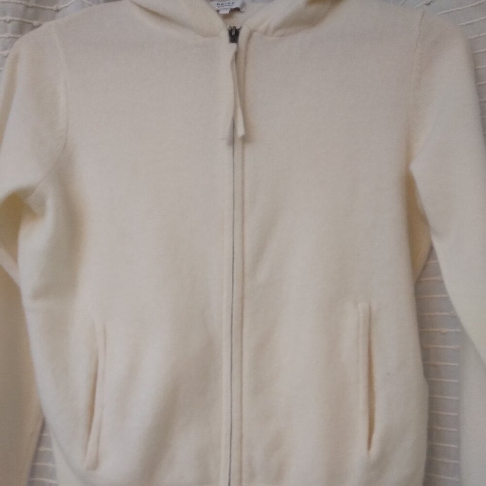 Reiss Khloe Fabric Mix Zip Cardigan with Hood XS
